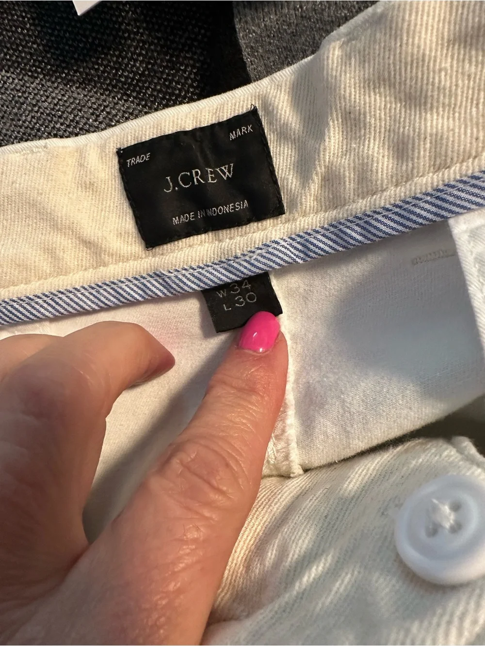 J.Crew Men’s White Stretch Chino Pants Slim Straight W34 L30 Cotton Resort Beach